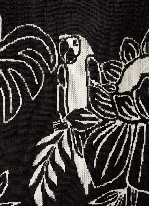 Farm Rio Pasley fijngebreide midi trui-jurk met bloemenprint  - detail 5 zwart