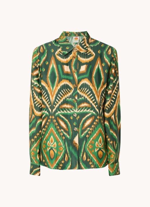 Farm Rio Pineapple blouse met print - voorkant groen