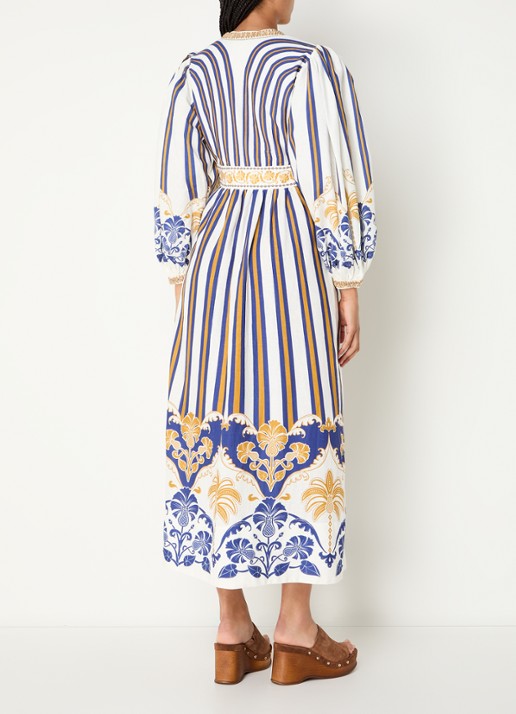 Farm Rio Pineapple Deco maxi tuniekjurk in linnenblend met kralendecoratie - achterkant 5 gebroken wit