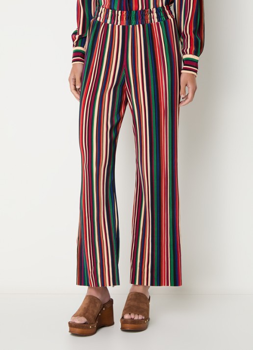 Farm Rio Pipa high waist wide fit broek met streepprint en structuur