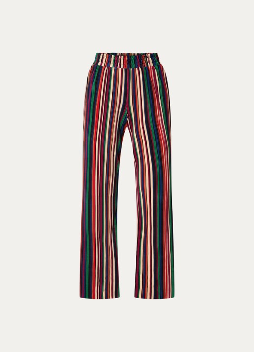 Farm Rio Pipa high waist wide fit broek met streepprint en structuur - voorkant 2 rood