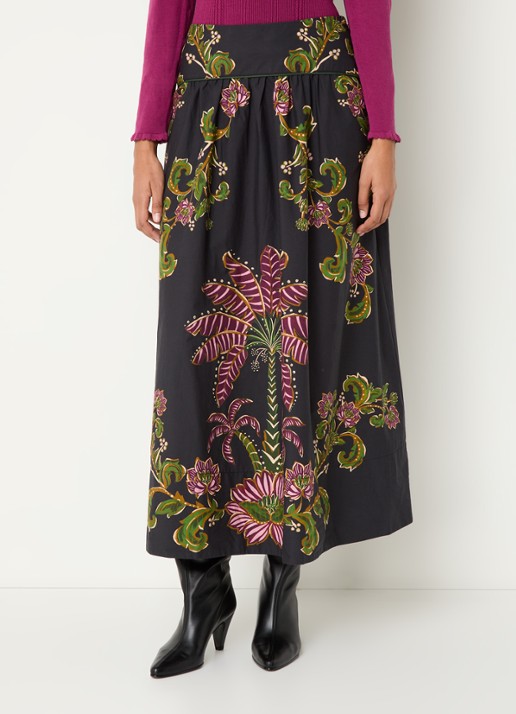 Farm Rio Ravenala midi rok met bloemenprint en steekzakken