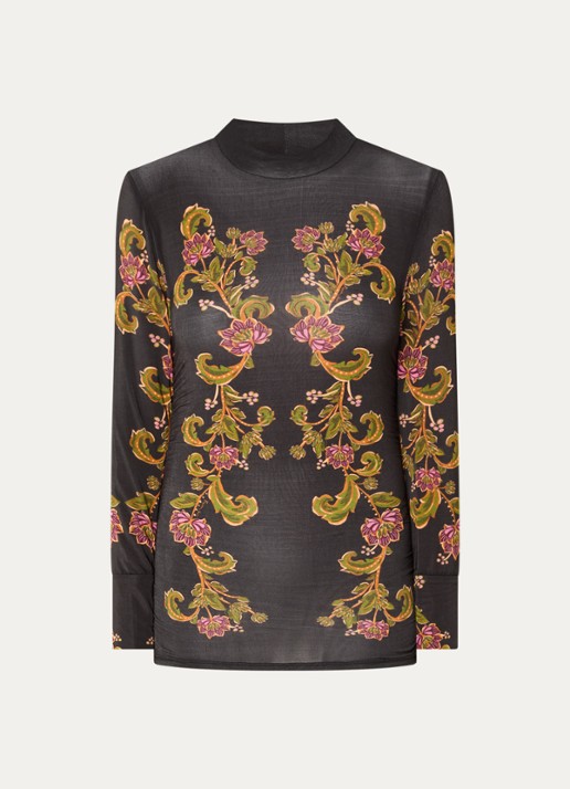 Farm Rio Ravenala top met bloemenprint  - voorkant 4 zwart