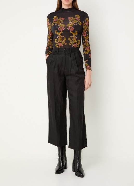 Farm Rio Ravenala top met bloemenprint  - voorkant 5 zwart