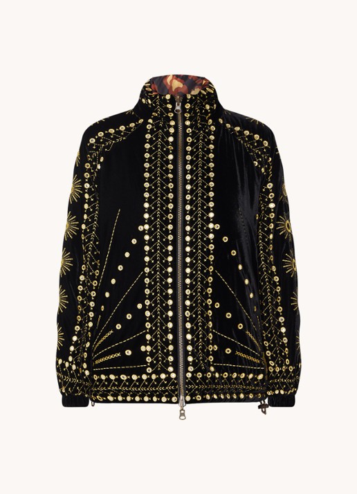 Farm Rio Reversible puffer jack met klepzakken - voorkant zwart