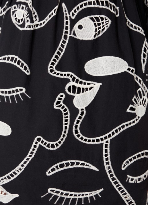 Farm Rio Richelieu mini tuniekjurk met borduring en rugdecolleté - detail 3 zwart