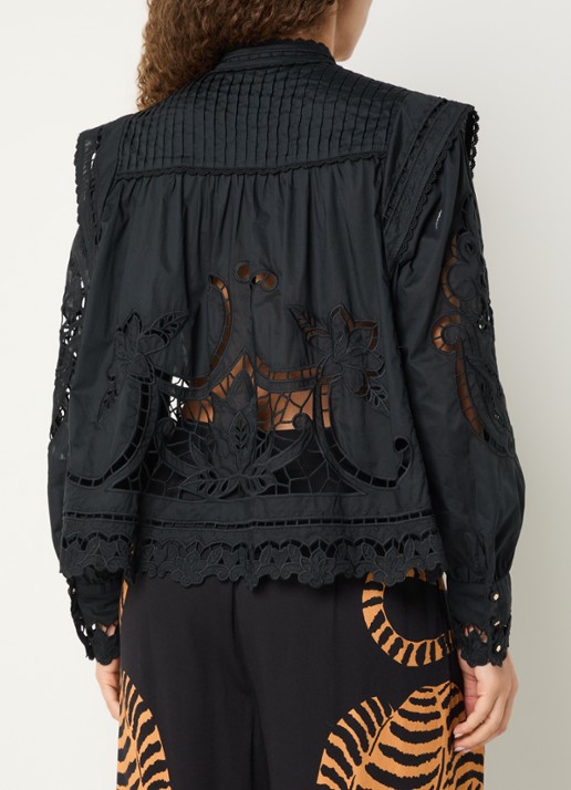 Farm Rio Richilieu blouse met broderie - achterkant 3 zwart