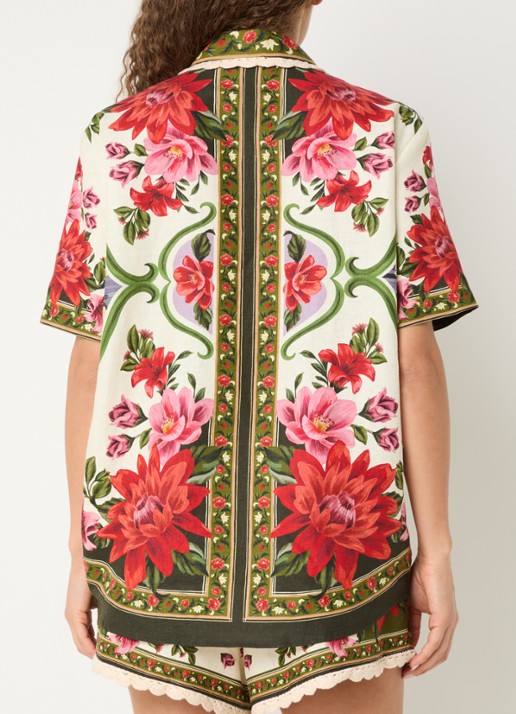 Farm Rio Rio Sand blouse met print - achterkant donkerrood