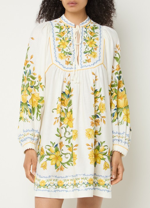 Farm Rio Sicily mini tuniekjurk in linnenblend met bloemenprint