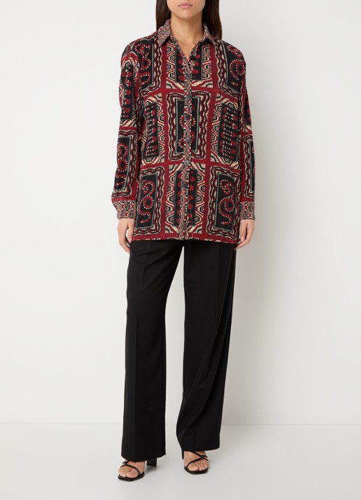Farm Rio Snake Scarves ribgebreide blouse met print - voorkant 3 donkerrood