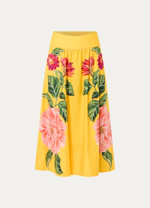 Farm Rio Spring Awakening maxi rok met bloemenprint - voorkant 3 geel