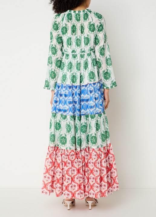 Farm Rio Stamp Mix maxi tuniekjurk met print - achterkant 3 groen