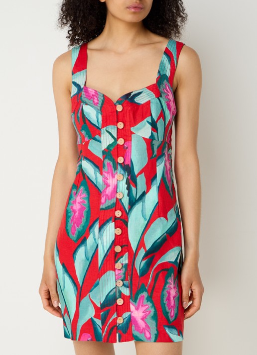 Farm Rio Summer Foliage mini jurk van linnen met bloemenprint