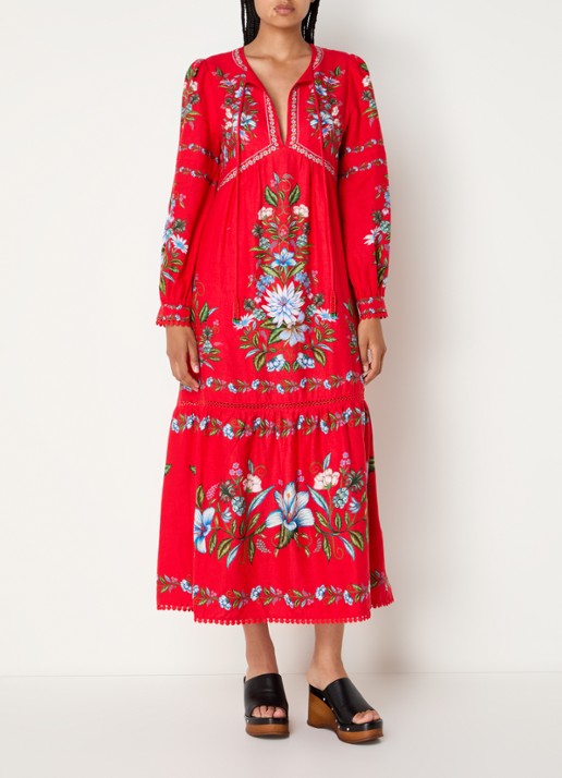 Farm Rio Sweet Bloom maxi tuniekjurk in linnenblend met bloemenprint