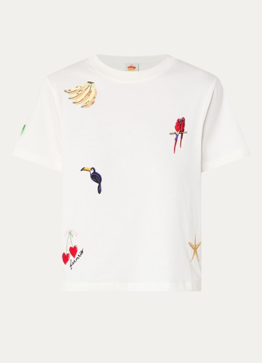 Farm Rio T-shirt met borduring - voorkant 3 gebroken wit