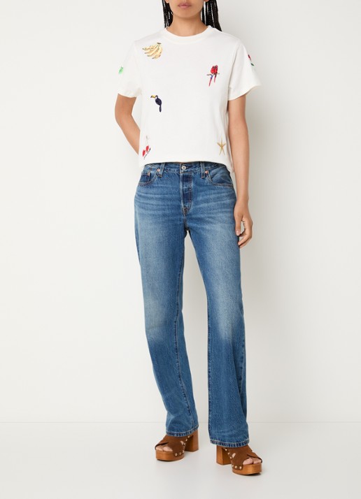 Farm Rio T-shirt met borduring - voorkant 4 gebroken wit