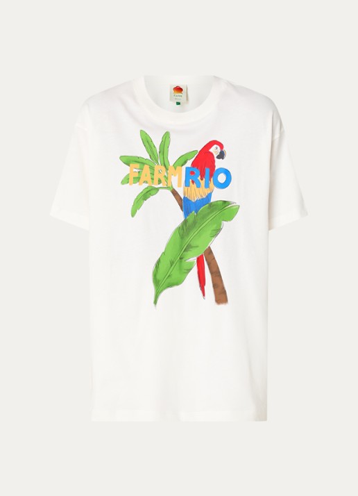Farm Rio T-shirt met logoprint - voorkant 3 gebroken wit