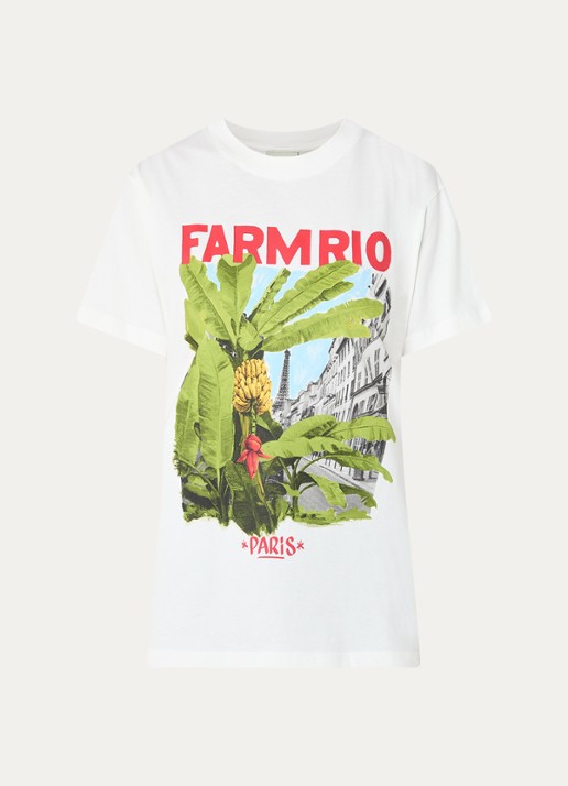 Farm Rio T-shirt met logoprint - voorkant gebroken wit