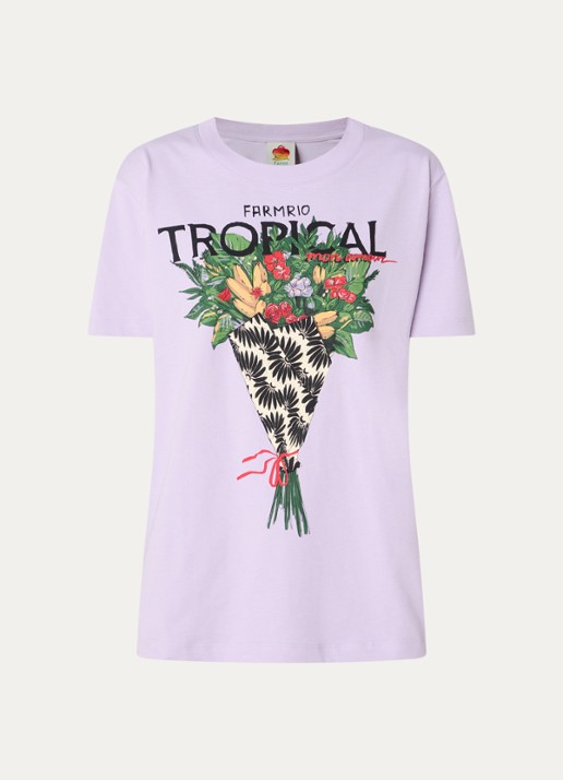 Farm Rio T-shirt met logoprint - voorkant lila