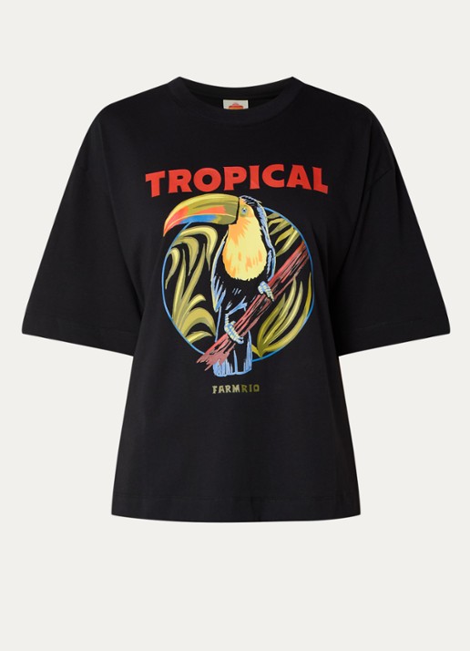 Farm Rio T-shirt met print - voorkant 3 zwart