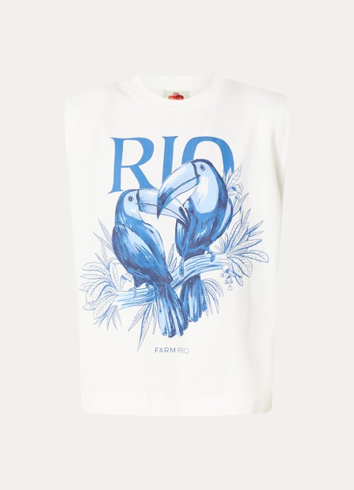 Farm Rio T-shirt met print - voorkant 3 gebroken wit