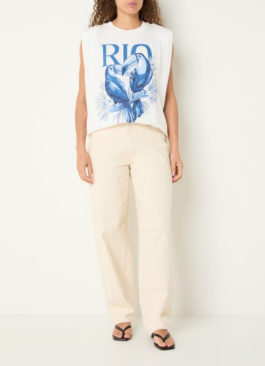 Farm Rio T-shirt met print - voorkant 4 gebroken wit