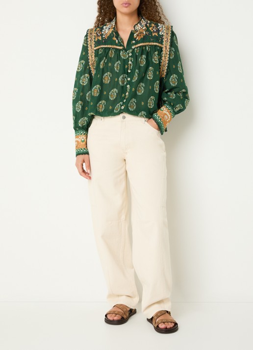 Farm Rio Tayla blouse met print - voorkant 3 groen