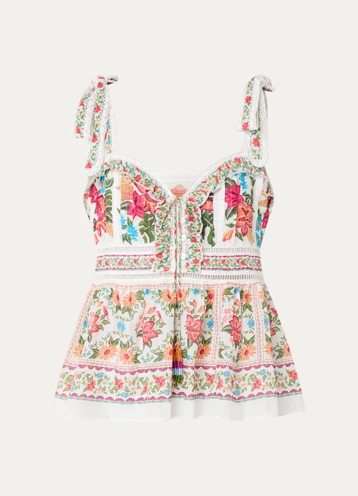 Farm Rio Top met bloemenprint - voorkant 4 gebroken wit