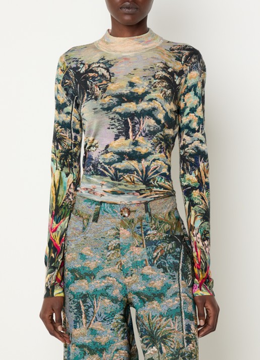 Farm Rio Top met print en ronde hals - detail 4 lila