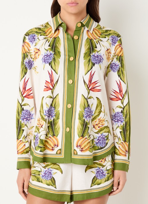 Farm Rio Tropical blouse in linnenblend met print