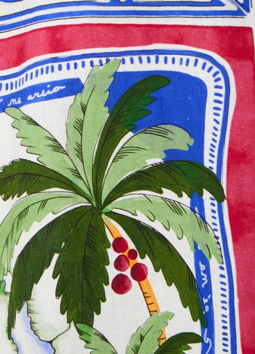 Farm Rio Tropical Destination midi blousejurk in linnenblend met bloemenprint - detail 5 gebroken wit