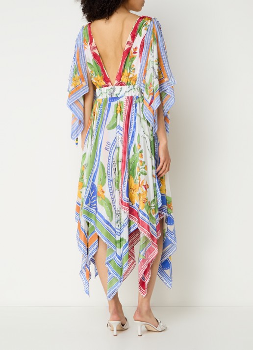Farm Rio Tropical Destination midi tuniekjurk met bloemenprint - achterkant gebroken wit