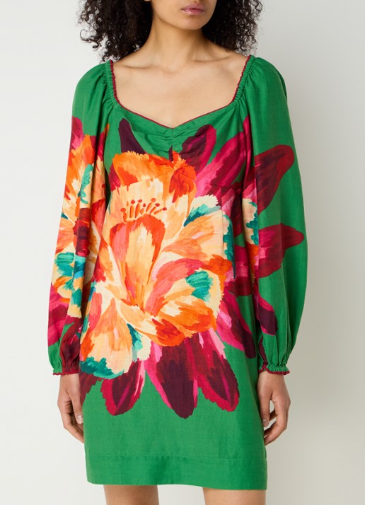Farm Rio Tropicart mini tuniekjurk in linnenblend met bloemenprint