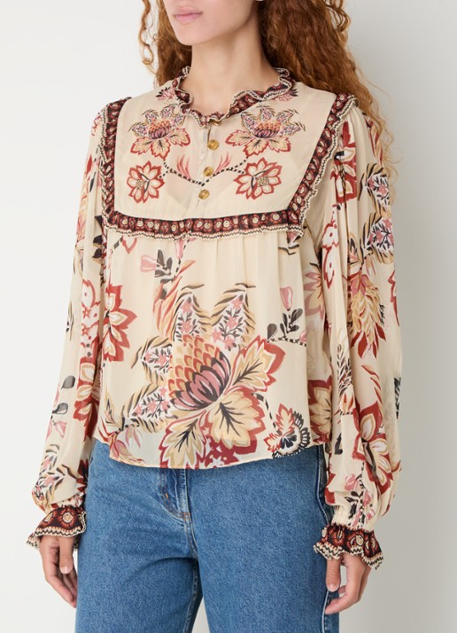 Farm Rio Tuniek met bloemenprint en ballonmouw