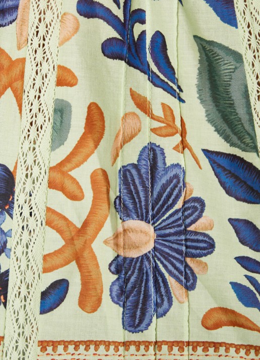 Farm Rio Tuniek met bloemenprint en smockwerk - detail 4 donkerblauw