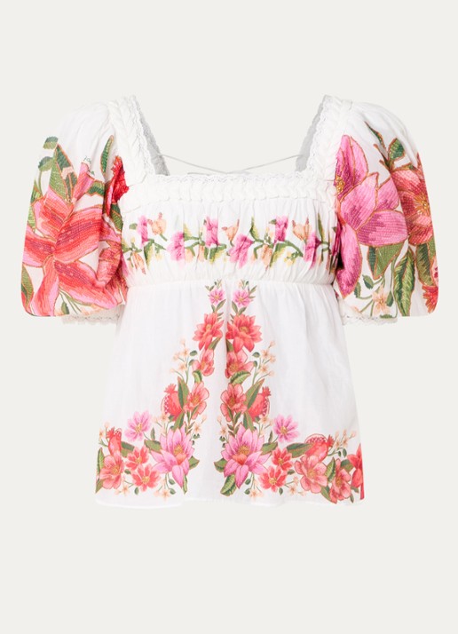 Farm Rio Tuniek met bloemenprint - voorkant 2 roze