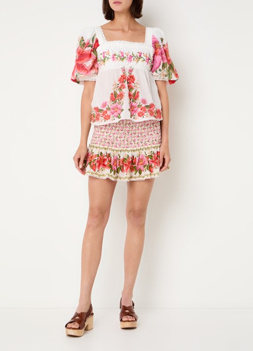 Farm Rio Tuniek met bloemenprint - voorkant 3 roze