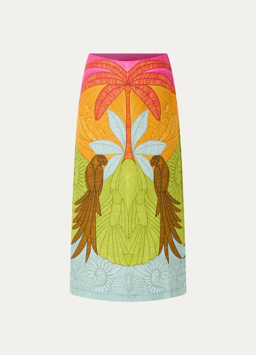 Farm Rio Usiacuri midi rok van linnen met print - voorkant 3 orange