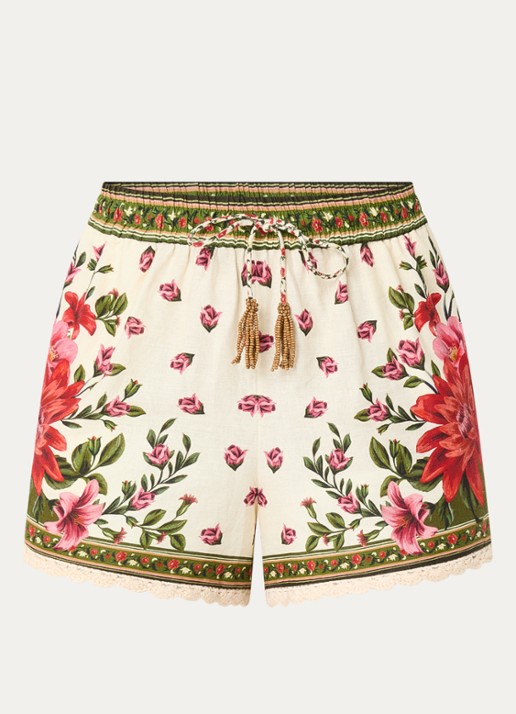 Farm Rio Wonder Rio high waist wide fit korte broek met print - voorkant 2 bronsgroen