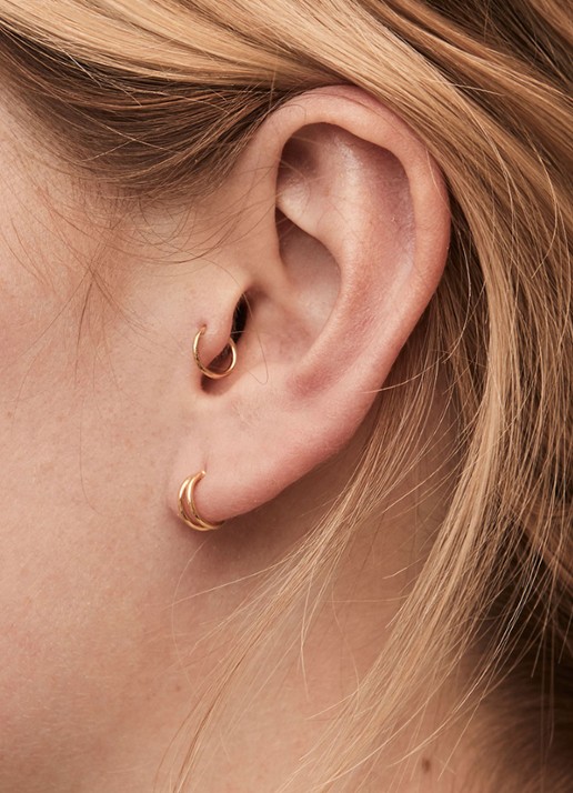 Fashionology Double Hoop oorringen verguld - detail 3 goud