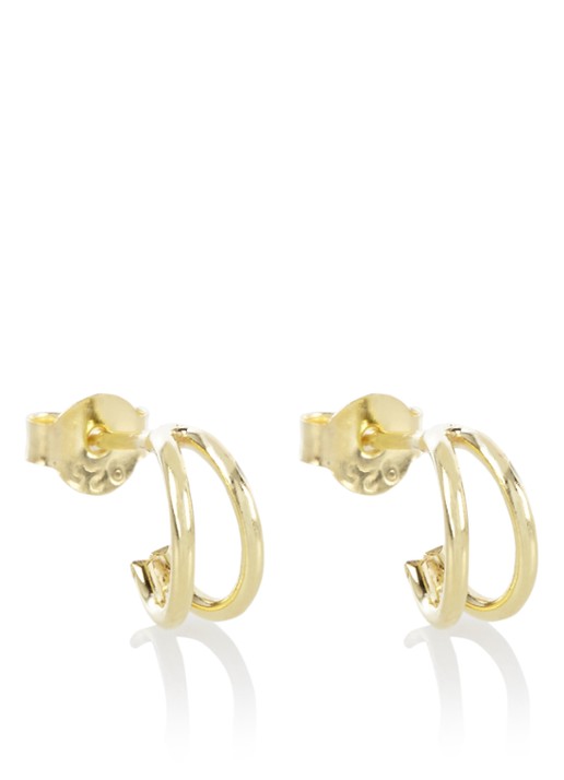 Fashionology Double Hoop oorringen verguld - voorkant goud