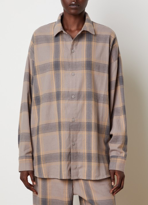 Fear of God Essentials Blouse met ruitdessin - detail 3 donkerbeige