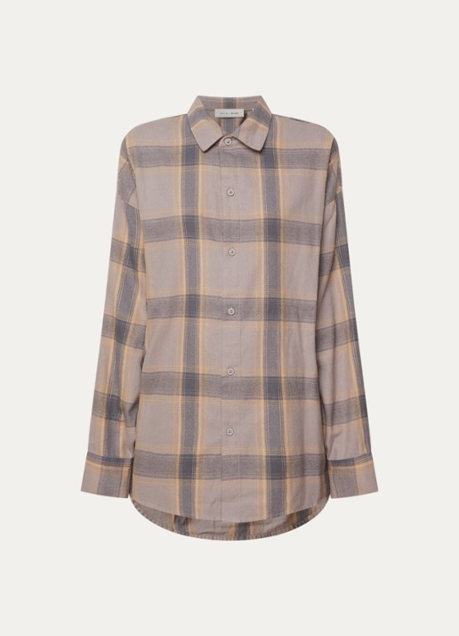 Fear of God Essentials Blouse met ruitdessin - voorkant donkerbeige
