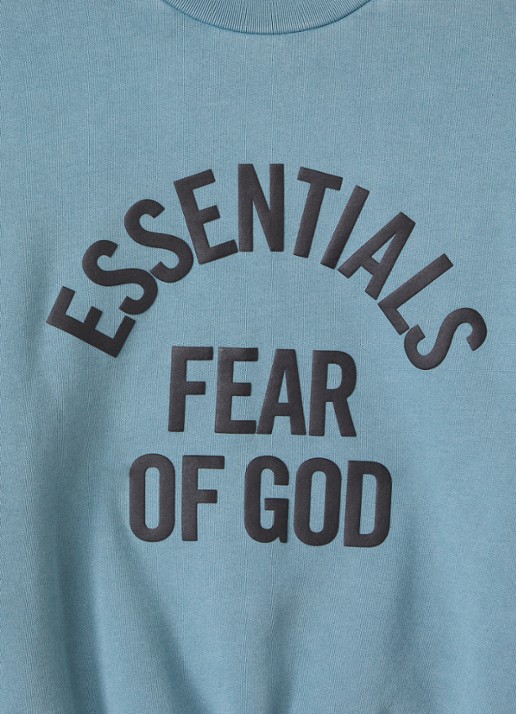 Fear of God Essentials Campus sweater met logoprint - detail 3 petrol