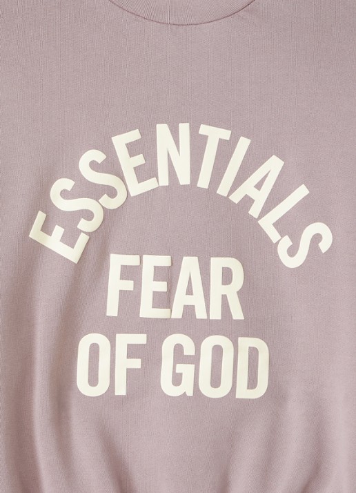 Fear of God Essentials Campus sweater met logoprint - detail taupe