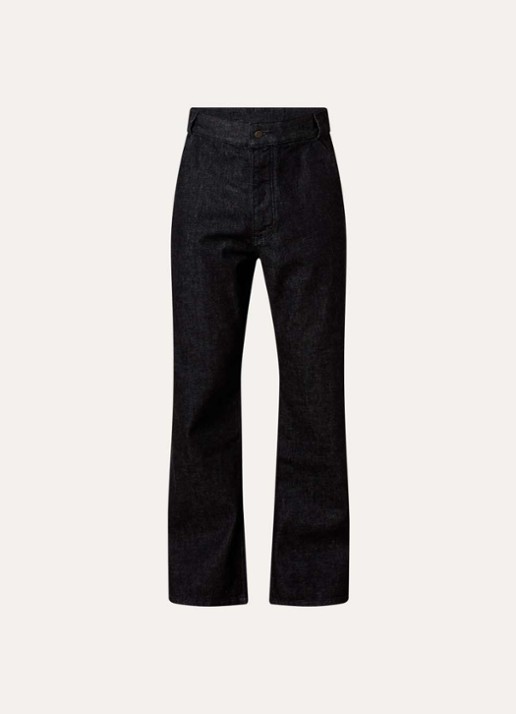 Fear of God Essentials Flared jeans met donkere wassing en backprint - voorkant zwart