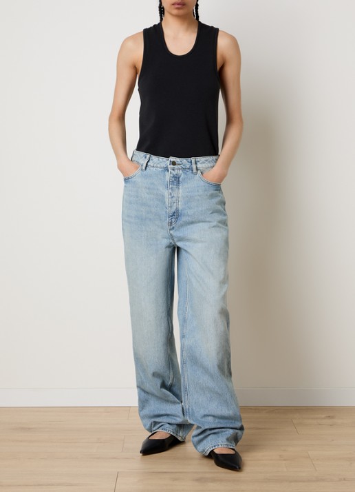 Fear of God Essentials High waist loose fit jeans met lichte wassing - voorkant 2 indigo