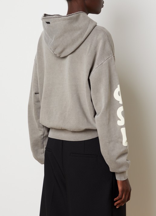 Fear of God Essentials Hoodie met front- en backprint - achterkant lichtgrijs