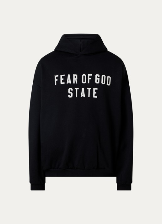 Fear of God Essentials Hoodie met logoborduring - voorkant zwart