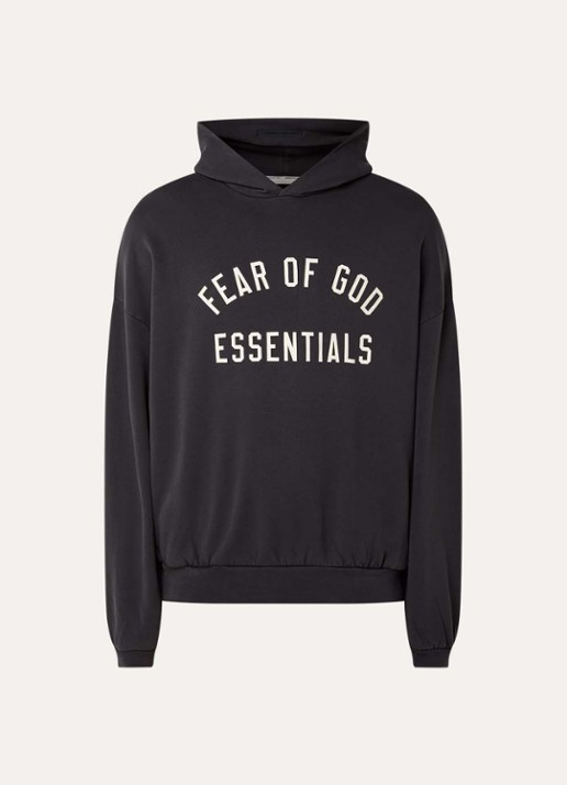 Fear of God Essentials Hoodie met logoborduring - voorkant 4 antraciet